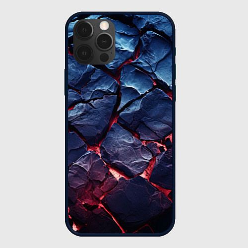 Чехол iPhone 12 Pro Max Большие камни с разломами / 3D-Черный – фото 1