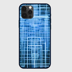 Чехол для iPhone 12 Pro Max Синие неоновые полосы киберпанк, цвет: 3D-черный