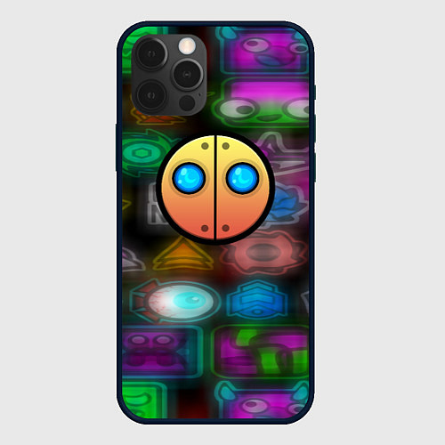 Чехол iPhone 12 Pro Max Geometry dash stiker / 3D-Черный – фото 1