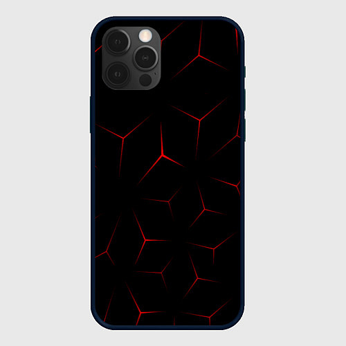 Чехол iPhone 12 Pro Max Красный кибер узор / 3D-Черный – фото 1