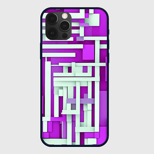 Чехол iPhone 12 Pro Max Полосы на фиолетовом фоне / 3D-Черный – фото 1