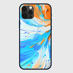 Чехол для iPhone 12 Pro Max Голубая и оранжевая краска, цвет: 3D-черный