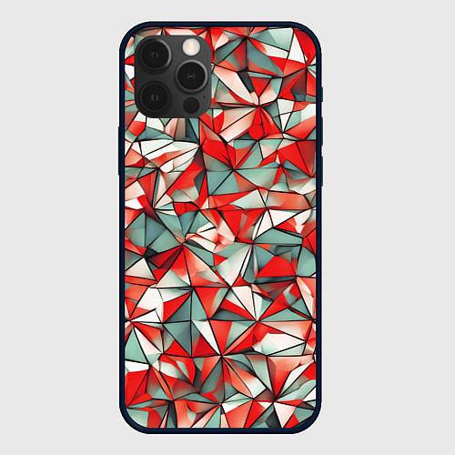 Чехол iPhone 12 Pro Max Маленькие красные треугольники / 3D-Черный – фото 1
