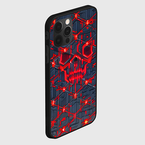 Чехол iPhone 12 Pro Max Красная неоновая сеть / 3D-Черный – фото 2