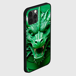 Чехол для iPhone 12 Pro Max Нейросеть - барельеф зелёный дракон, цвет: 3D-черный — фото 2