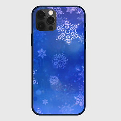 Чехол для iPhone 12 Pro Max Декоративные снежинки на фиолетовом, цвет: 3D-черный