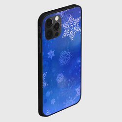 Чехол для iPhone 12 Pro Max Декоративные снежинки на фиолетовом, цвет: 3D-черный — фото 2