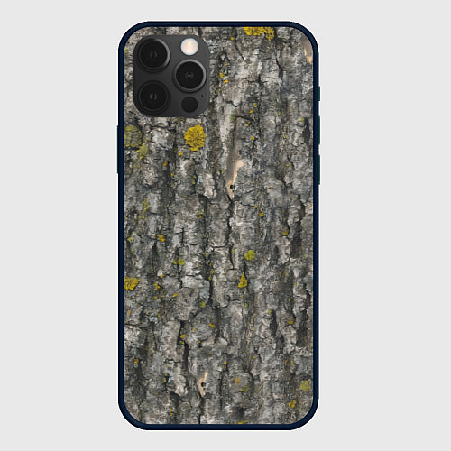 Чехол iPhone 12 Pro Max Узор коры дерева / 3D-Черный – фото 1