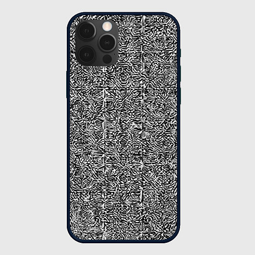 Чехол iPhone 12 Pro Max Чёрные и белые узоры / 3D-Черный – фото 1