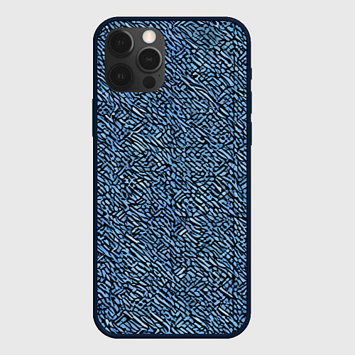 Чехол iPhone 12 Pro Max Чёрные и синие мазки / 3D-Черный – фото 1