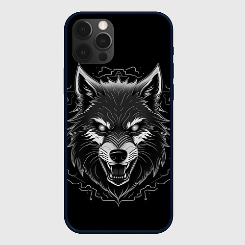 Чехол iPhone 12 Pro Max Серый хищник / 3D-Черный – фото 1
