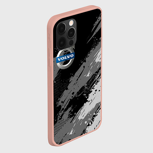 Чехол iPhone 12 Pro Max Volvo - монохромный серый / 3D-Светло-розовый – фото 2