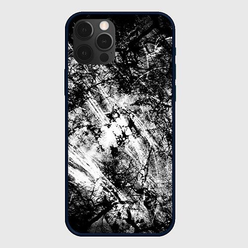 Чехол iPhone 12 Pro Max Зимний лес узоры / 3D-Черный – фото 1
