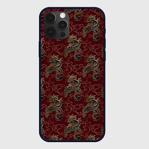 Чехол iPhone 12 Pro Max Азиатский стиль дракона / 3D-Черный – фото 1