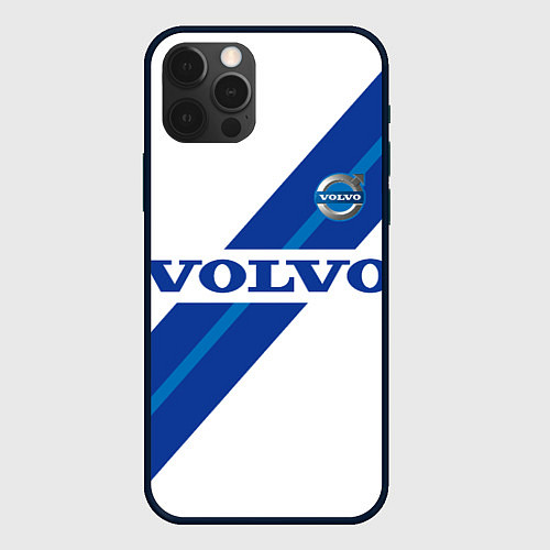 Чехол iPhone 12 Pro Max Volvo - white and blue / 3D-Черный – фото 1