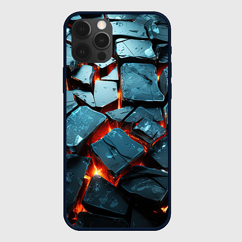 Чехол iPhone 12 Pro Max Камни в лаве / 3D-Черный – фото 1