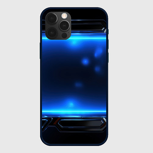 Чехол iPhone 12 Pro Max Синий неоновый экран / 3D-Черный – фото 1