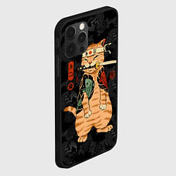 Чехол для iPhone 12 Pro Max Кот самурай якудза с карпами, цвет: 3D-черный — фото 2