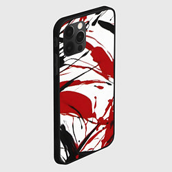 Чехол для iPhone 12 Pro Max Чёрные и красные брызги на белом фоне, цвет: 3D-черный — фото 2