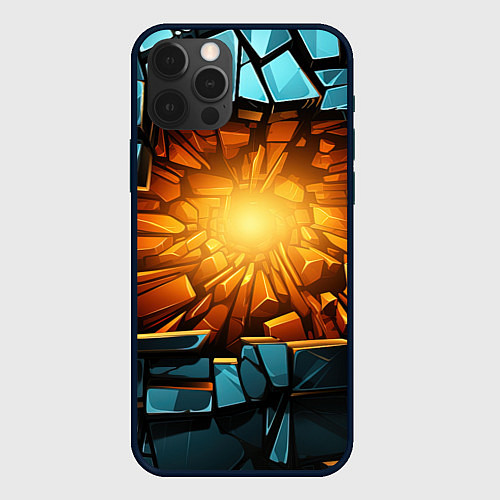 Чехол iPhone 12 Pro Max Геометрическая огненная яма иллюзия / 3D-Черный – фото 1