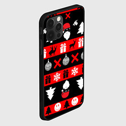 Чехол для iPhone 12 Pro Max Новогодний патерн с оленями и сантой, цвет: 3D-черный — фото 2