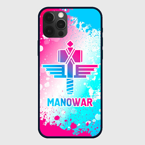 Чехол iPhone 12 Pro Max Manowar neon gradient style / 3D-Черный – фото 1