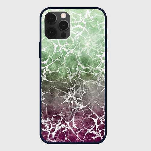 Чехол iPhone 12 Pro Max Абстракция - spider web on purple-green background / 3D-Черный – фото 1