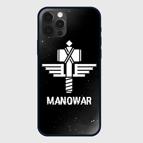 Чехол iPhone 12 Pro Max Manowar glitch на темном фоне / 3D-Черный – фото 1