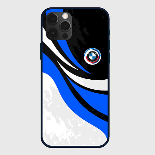 Чехол iPhone 12 Pro Max BMW - синяя абстракция / 3D-Черный – фото 1