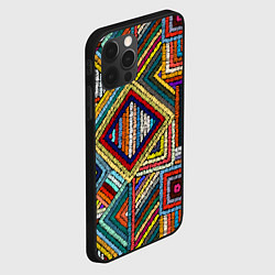 Чехол для iPhone 12 Pro Max Этнический узор вышивка, цвет: 3D-черный — фото 2