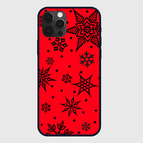 Чехол iPhone 12 Pro Max Праздничный снег / 3D-Черный – фото 1