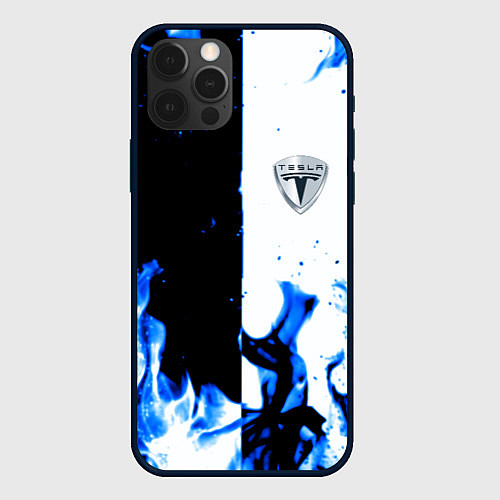 Чехол iPhone 12 Pro Max Tesla Elon Mask fire / 3D-Черный – фото 1