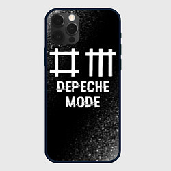 Чехол для iPhone 12 Pro Max Depeche Mode glitch на темном фоне, цвет: 3D-черный