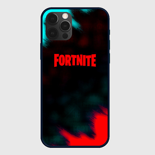 Чехол iPhone 12 Pro Max Fortnite неон эпик / 3D-Черный – фото 1