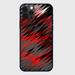 Чехол для iPhone 12 Pro Max Красные полосы надрезы, цвет: 3D-черный
