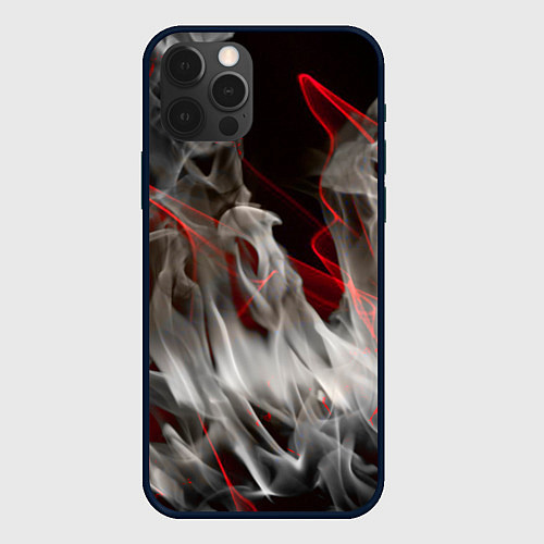 Чехол iPhone 12 Pro Max Дым и красные узоры / 3D-Черный – фото 1