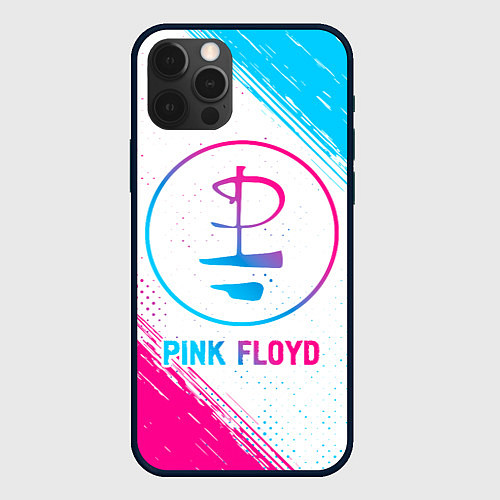 Чехол iPhone 12 Pro Max Pink Floyd neon gradient style / 3D-Черный – фото 1