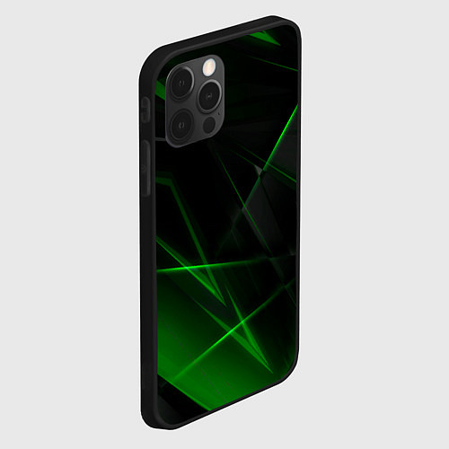 Чехол iPhone 12 Pro Max Зелёные узоры текстура / 3D-Черный – фото 2