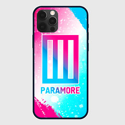 Чехол для iPhone 12 Pro Max Paramore neon gradient style, цвет: 3D-черный