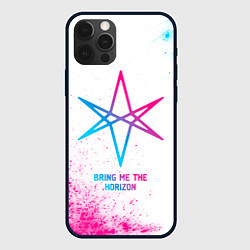 Чехол для iPhone 12 Pro Max Bring Me the Horizon neon gradient style, цвет: 3D-черный