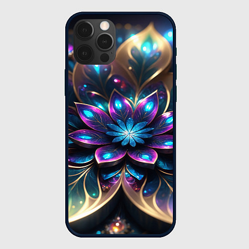 Чехол iPhone 12 Pro Max Абстрактный фрактальный цветок / 3D-Черный – фото 1
