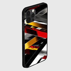 Чехол для iPhone 12 Pro Max Металлические красные и белые полосы, цвет: 3D-черный — фото 2
