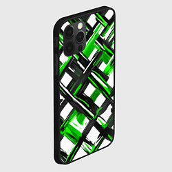 Чехол для iPhone 12 Pro Max Зелёные и чёрные мазки, цвет: 3D-черный — фото 2