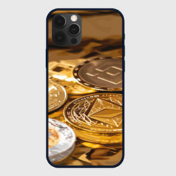 Чехол для iPhone 12 Pro Max Виртуальные монеты, цвет: 3D-черный