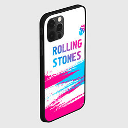 Чехол для iPhone 12 Pro Max Rolling Stones neon gradient style посередине, цвет: 3D-черный — фото 2