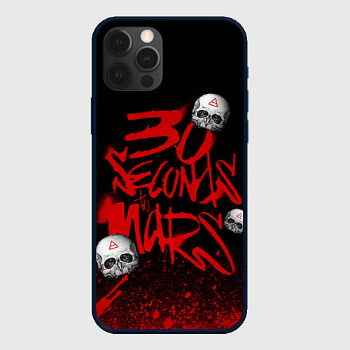 Чехол iPhone 12 Pro Max Thirty seconds to mars skulls / 3D-Черный – фото 1