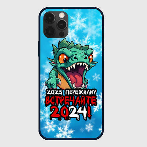 Чехол iPhone 12 Pro Max 2023 пережили встречайте 2024 / 3D-Черный – фото 1