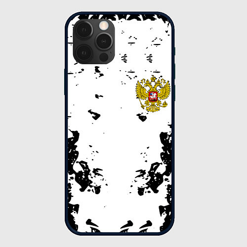 Чехол iPhone 12 Pro Max Герб РФ краски черные / 3D-Черный – фото 1