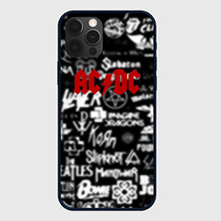 Чехол для iPhone 12 Pro Max AC DC all logo band, цвет: 3D-черный
