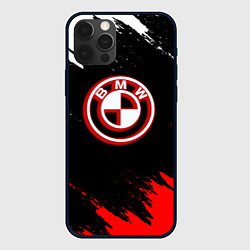 Чехол для iPhone 12 Pro Max BMW краски белые и красные, цвет: 3D-черный